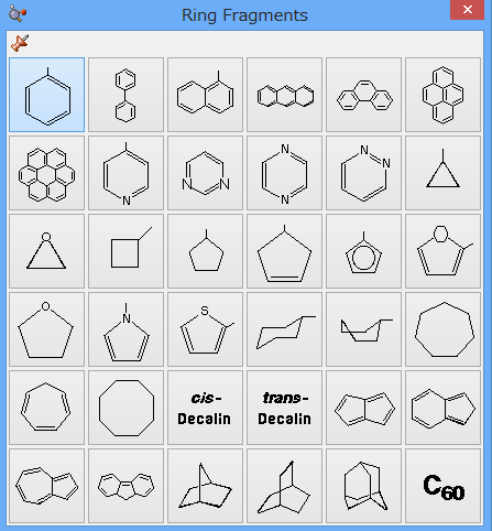 GaussianViewの分子構築ツール