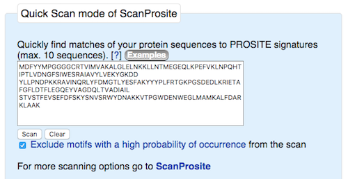PROSITEでアミノ酸配列上のプロファイルをスキャンする方法